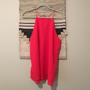 Red, high neckline tank top
