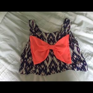 Neon crop top with bow back