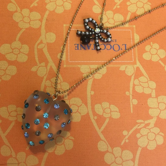 BETSEY JOHNSON  Lucite Heart Layered Necklace