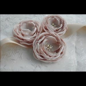 Flower sash in champagne blush