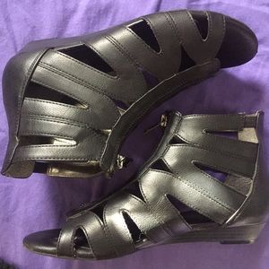Black Front-Zip Sandals