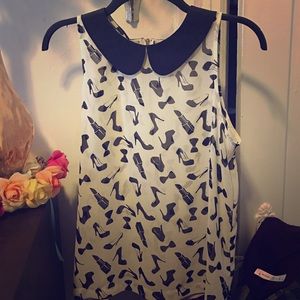 Kardashian Kollection printed Peter Pan collar top