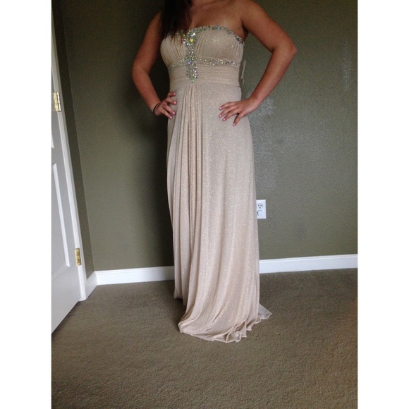 David's Bridal Dresses & Skirts - Never worn before Gold floor length prom gown