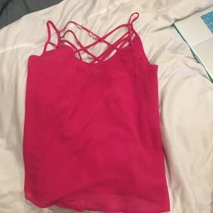 Pink strappy back tank top