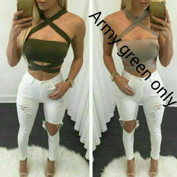 *SOLD* Army green sexy wrap top