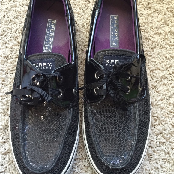 Black Sperrys with sequins