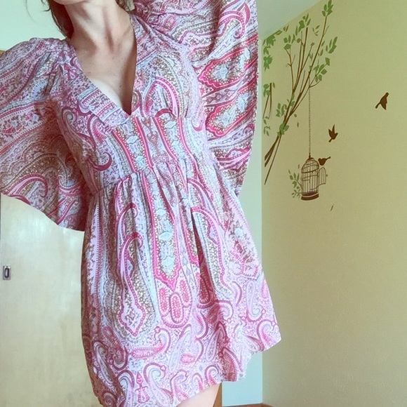 Paisley Flutter Sleeve Dress