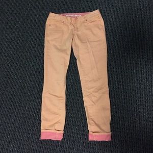 Salmon color skinny jeans