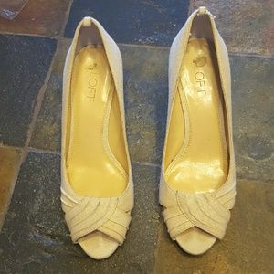 Cream Peep Toe Wedges