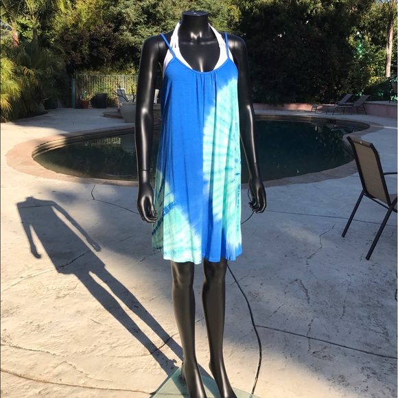 Size Medium Blue Tie Dye Beach Dress - Picture 5 of 8