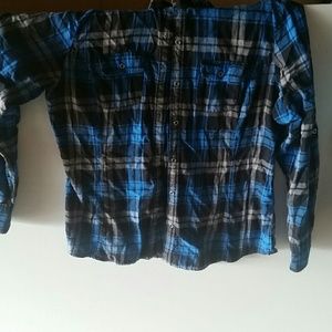 Blue and black plaid shirt