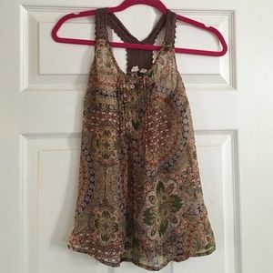 Loose fitting flowy patterned tank top