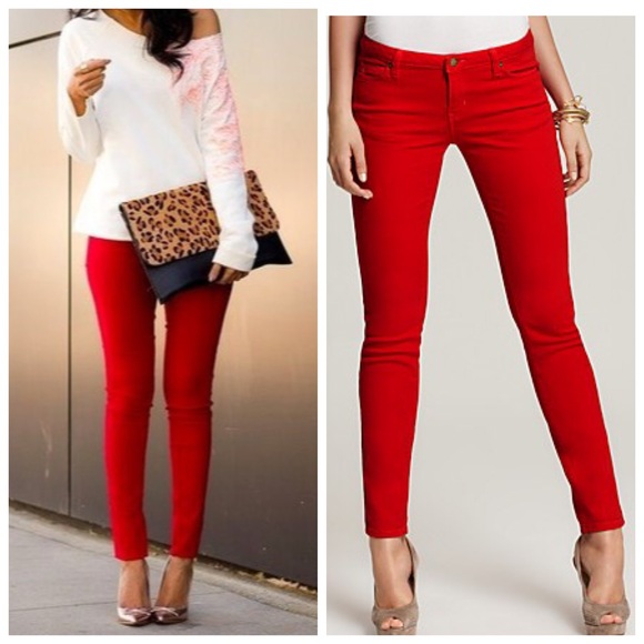 red skinny pants