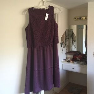 Plum dress with lace top - attached