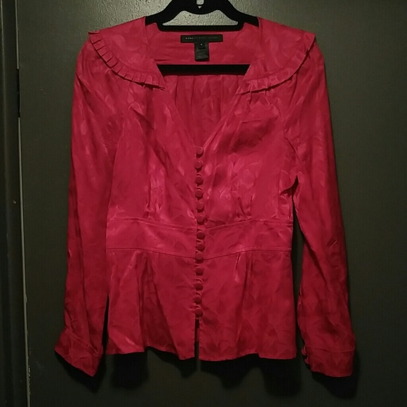 Fuschia silk button down blouse Marc by Marc jacob