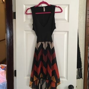 High-low tank top tribal print dress