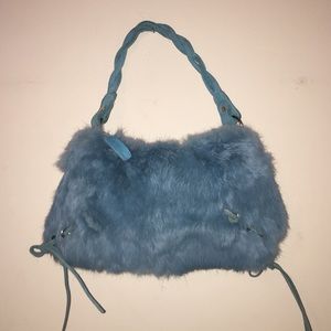 Brand New Blue Rabbit Fur Mini Bag
