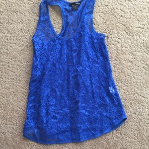 AQUA Lace Blue Tank