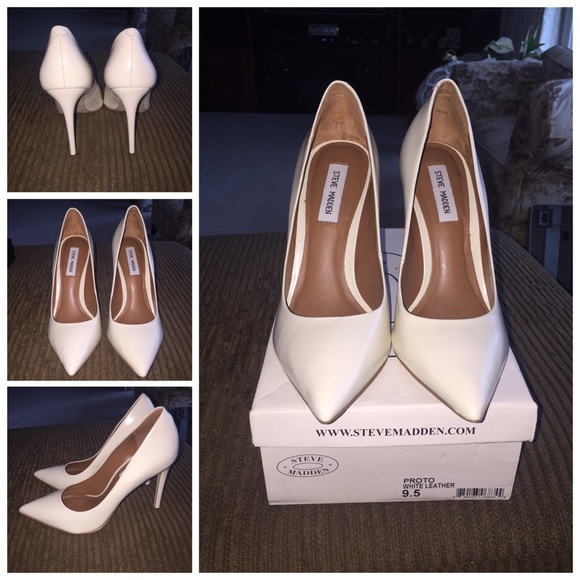 Steve Madden//Proto//White Leather Heel