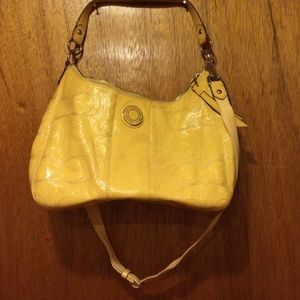 Yellow leather coach bag
