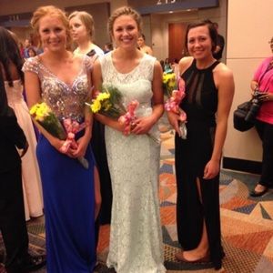Black prom dress on the far right.