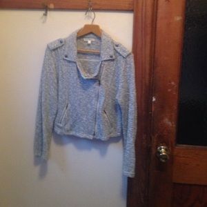 Love Fire sweater knit cropped moto jacket