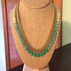 Stella & Dot gold necklace with ombré green stones