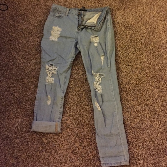 Boyfriend style high waisted blue jean