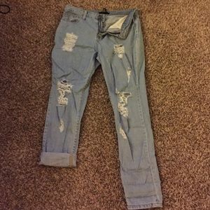 Boyfriend style high waisted blue jean