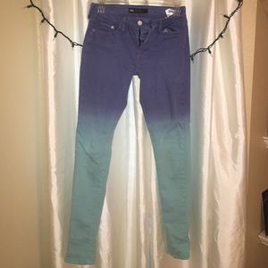 Purple to teal ombré jeggings