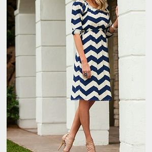 Navy and ivory chevron dress