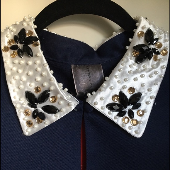 Moon Collection Pearl Collar Dress, Size L