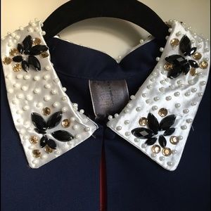 Moon Collection Pearl Collar Dress, Size L