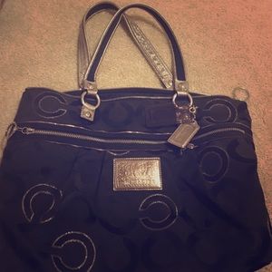 Black and Silver Authentic Coach Bag
