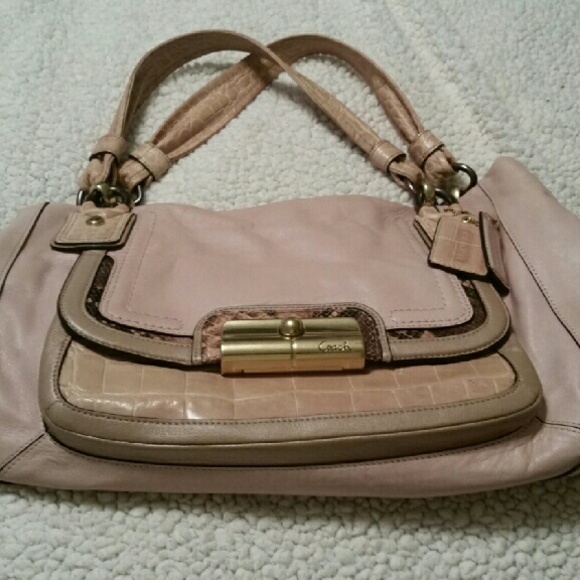 Coach snakeskin and leather shoulder bag