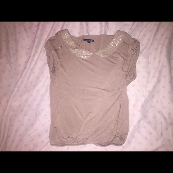 NWOT American Eagle beige Peter Pan collar sequin