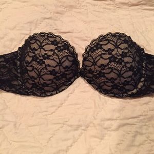 Aerie black lace strapless bra