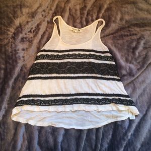 Black and white crochet crop top