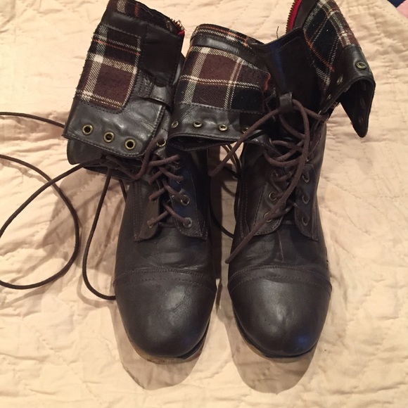 Brown combat boots