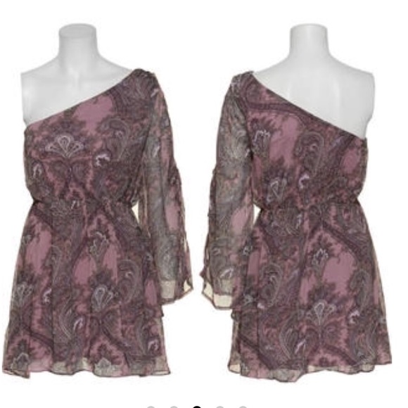 One Shoulder Paisley Lavender Dress NWT