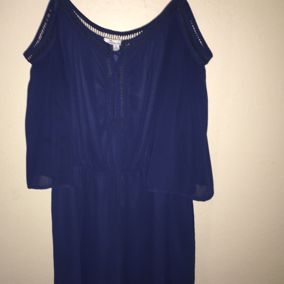 Dark blue off the shoulder romper