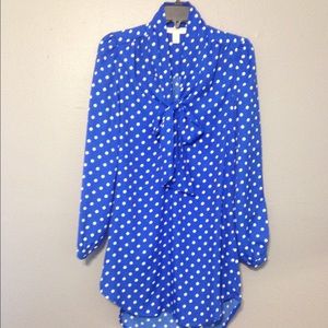 Blue & White Polka Dot Shirt Dress SUPER CUTE!