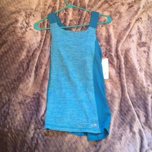 Blue striped workout tank top