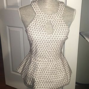 Anthropologie Keyhole Peplum Flower Tank