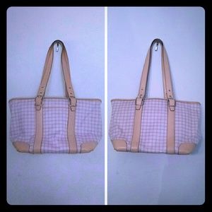 ~*SOLD!*~ Coach Plaid Multicolor Leather Trim Tote