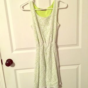 Lime green lace dress and matching sweater.