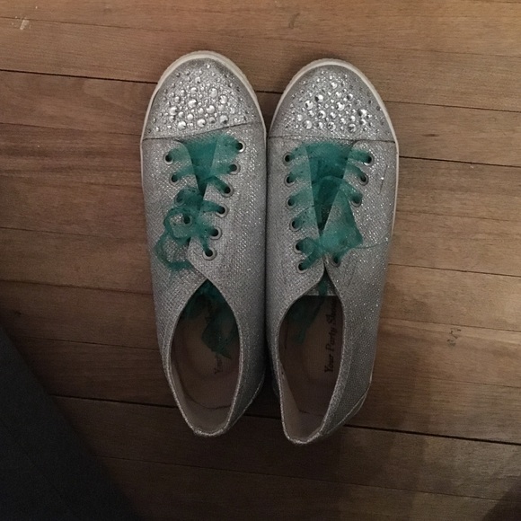Sparkly bling silver shoes