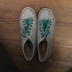 Sparkly bling silver shoes