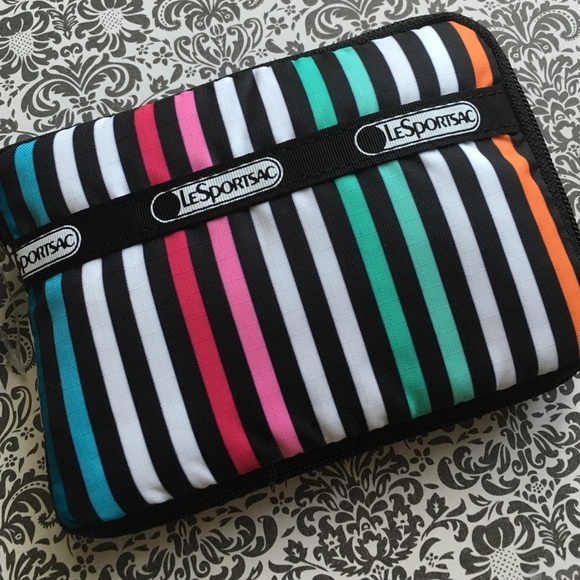 Le Sportsac Rainbow Stripe Black Eco Tote