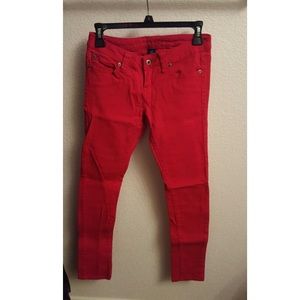 Red skinny jeans